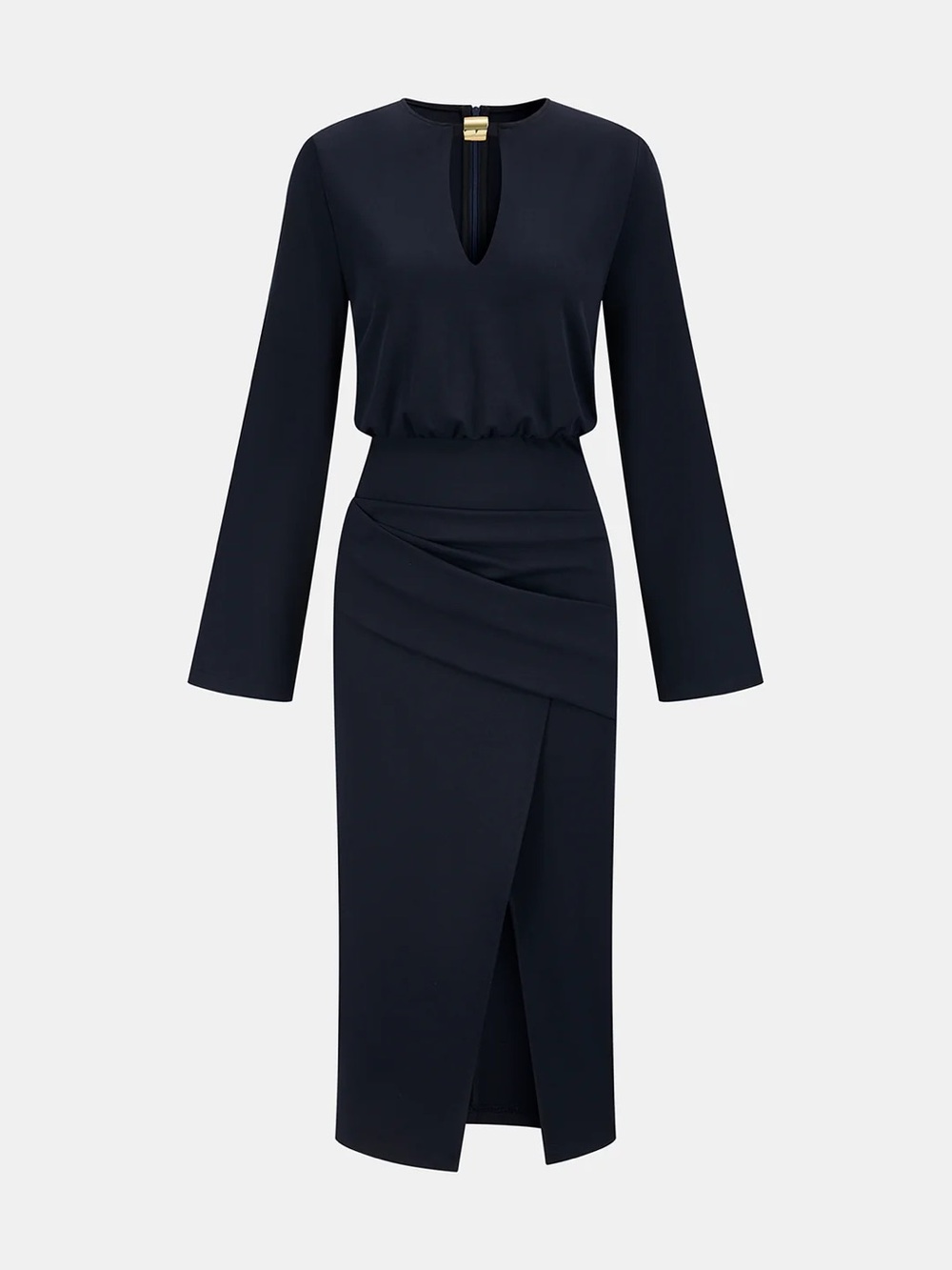 COMMENSE Metal Detail Keyhole Neck Midi Dress - size Small